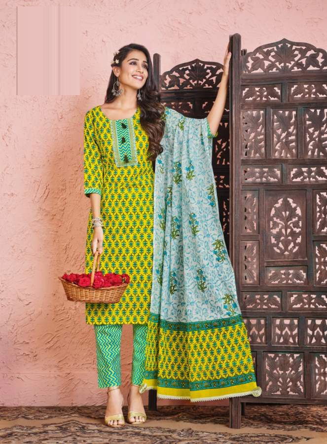Radhika Cotton Kudi 1 Fancy Wear Designer Kurti With Pant And Dupatta Collection